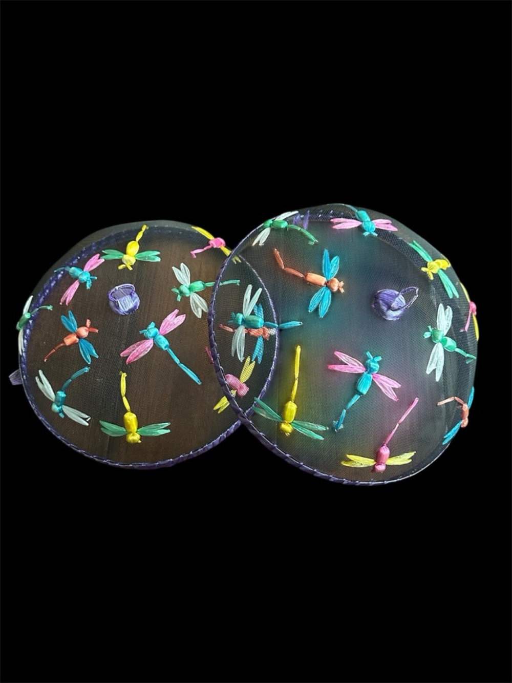 Vtg Mesh Dragonfly Food Dome Covers